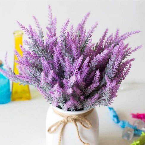 TENCHY 12 Bundles Artificial Lavender Flowers No Fade UV Resistant Fake Plastic Flowers Bouquet for Wedding Home Office Decoration- Indoor/Outdoor Use (Fuchsia) in Kuwait