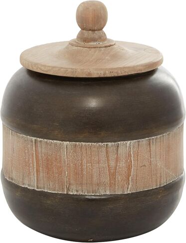 Deco 79 Metal Decorative Jars with Wood Lids, 9" x 9" x 11", Brown in Saudi Arabia