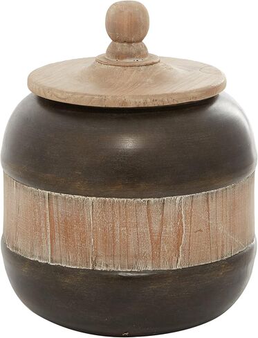 Deco 79 Metal Decorative Jars with Wood Lids, 9" x 9" x 11", Brown in Saudi Arabia