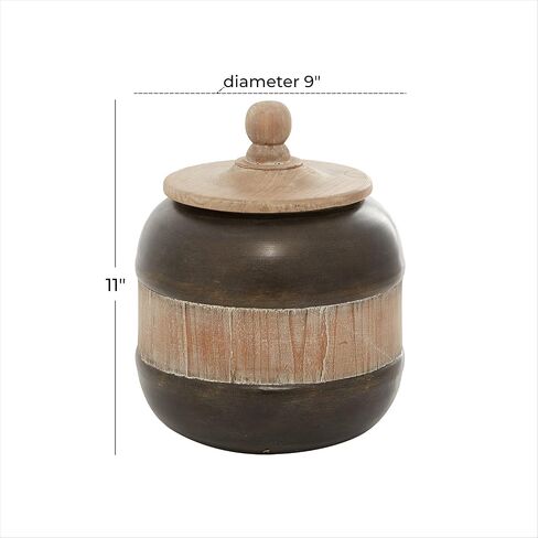 Deco 79 Metal Decorative Jars with Wood Lids, 9" x 9" x 11", Brown in Saudi Arabia