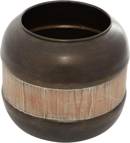Deco 79 Metal Decorative Jars with Wood Lids, 9" x 9" x 11", Brown in Saudi Arabia