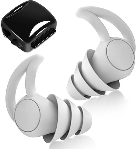 سدادات أذن من AOOWU للنوم، قطعتان من سدادات الأذن المانعة للضوضاء مع صندوق حاوية تخزين، سدادات أذن لحماية السمع، العمل، الشخير، السفر، النوم، الحفلات الموسيقية (أسود) in Kuwait