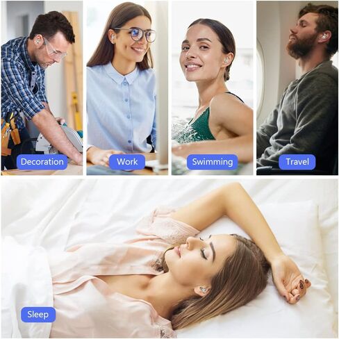 سدادات أذن من AOOWU للنوم، قطعتان من سدادات الأذن المانعة للضوضاء مع صندوق حاوية تخزين، سدادات أذن لحماية السمع، العمل، الشخير، السفر، النوم، الحفلات الموسيقية (أسود) in Kuwait