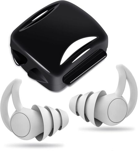 سدادات أذن من AOOWU للنوم، قطعتان من سدادات الأذن المانعة للضوضاء مع صندوق حاوية تخزين، سدادات أذن لحماية السمع، العمل، الشخير، السفر، النوم، الحفلات الموسيقية (أسود) in Kuwait