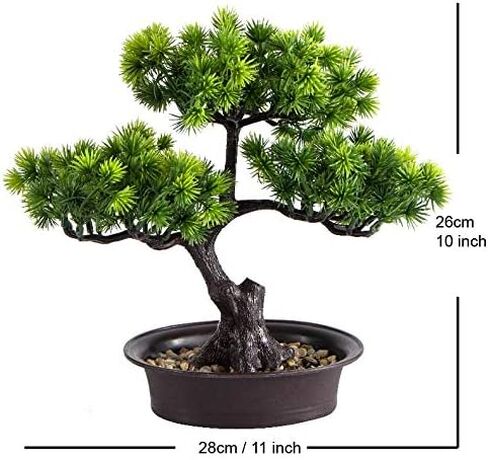 اجعل الحياة أفضل زخرفة نباتية صناعية لشجرة الصنوبر بونساي، نباتات منزلية صناعية بوعاء، للديكور، شاشة سطح المكتب (حيوية) in Kuwait
