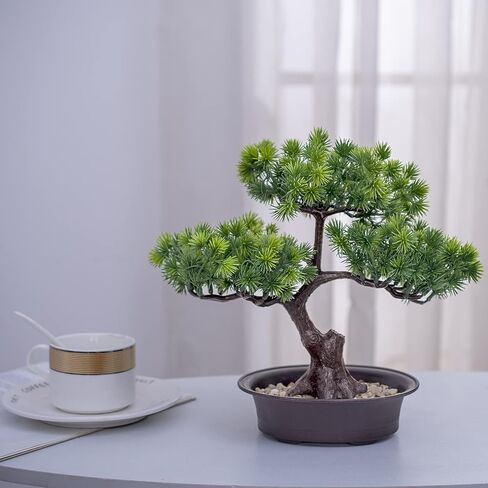 اجعل الحياة أفضل زخرفة نباتية صناعية لشجرة الصنوبر بونساي، نباتات منزلية صناعية بوعاء، للديكور، شاشة سطح المكتب (حيوية) in Kuwait