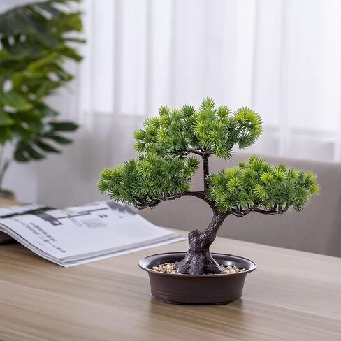 اجعل الحياة أفضل زخرفة نباتية صناعية لشجرة الصنوبر بونساي، نباتات منزلية صناعية بوعاء، للديكور، شاشة سطح المكتب (حيوية) in Kuwait