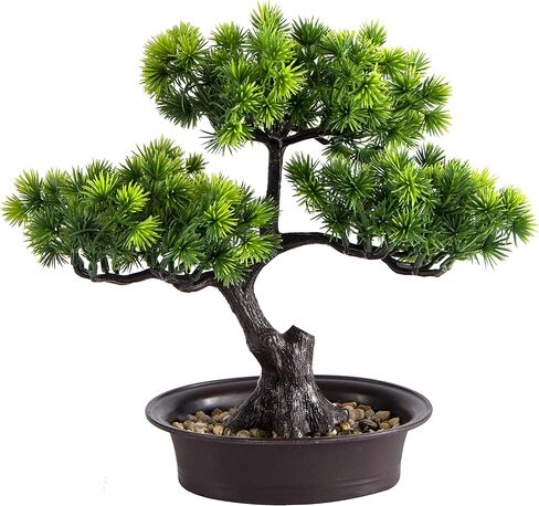 اجعل الحياة أفضل زخرفة نباتية صناعية لشجرة الصنوبر بونساي، نباتات منزلية صناعية بوعاء، للديكور، شاشة سطح المكتب (حيوية) in Kuwait