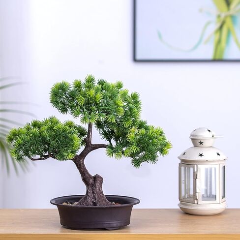 اجعل الحياة أفضل زخرفة نباتية صناعية لشجرة الصنوبر بونساي، نباتات منزلية صناعية بوعاء، للديكور، شاشة سطح المكتب (حيوية) in Kuwait