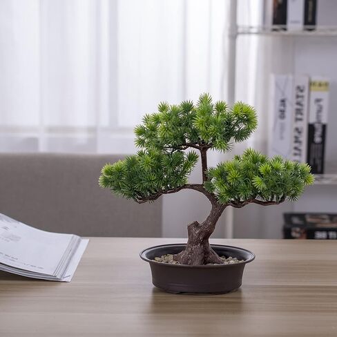 اجعل الحياة أفضل زخرفة نباتية صناعية لشجرة الصنوبر بونساي، نباتات منزلية صناعية بوعاء، للديكور، شاشة سطح المكتب (حيوية) in Kuwait