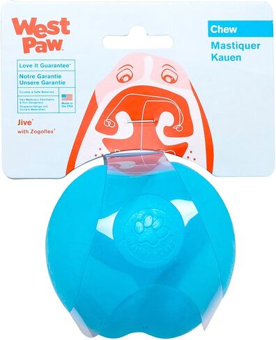 WEST PAW Zogoflex Jive Ball Dog Chew Toy – Bouncing Toys for Dogs, Fetch, Catch, Chewing, Play – Floatable, Recyclable Balls – Latex-Free, Non-Toxic, Dishwasher Safe Dog Toy, X-Small 2", Aqua Blue in Kuwait
