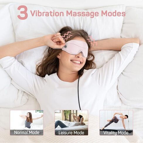 قناع تدليك العين 3 في 1 من دكتور بريبير، مدلك محيطي ثلاثي الأبعاد للعيون الجافة مع 3 أوضاع اهتزاز، التحكم في درجة الحرارة والمؤقت، ضغط USB دافئ للعين للنوم، العيون الجافة، العيون المتعبة، MGD، وردي in Kuwait