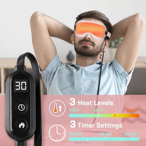 قناع تدليك العين 3 في 1 من دكتور بريبير، مدلك محيطي ثلاثي الأبعاد للعيون الجافة مع 3 أوضاع اهتزاز، التحكم في درجة الحرارة والمؤقت، ضغط USB دافئ للعين للنوم، العيون الجافة، العيون المتعبة، MGD، وردي in Kuwait