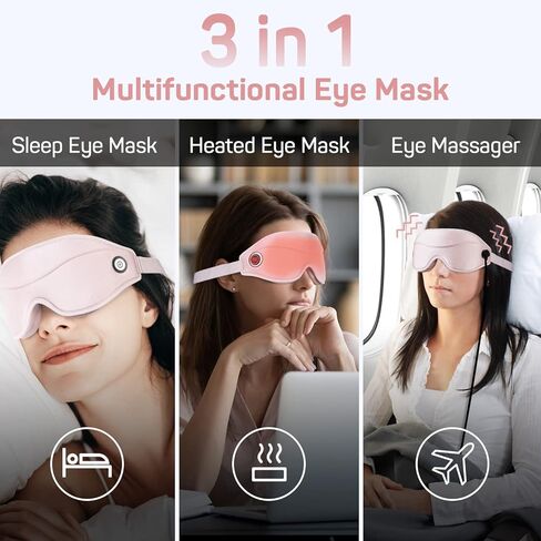 قناع تدليك العين 3 في 1 من دكتور بريبير، مدلك محيطي ثلاثي الأبعاد للعيون الجافة مع 3 أوضاع اهتزاز، التحكم في درجة الحرارة والمؤقت، ضغط USB دافئ للعين للنوم، العيون الجافة، العيون المتعبة، MGD، وردي in Kuwait