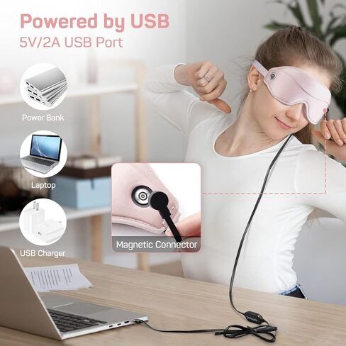 قناع تدليك العين 3 في 1 من دكتور بريبير، مدلك محيطي ثلاثي الأبعاد للعيون الجافة مع 3 أوضاع اهتزاز، التحكم في درجة الحرارة والمؤقت، ضغط USB دافئ للعين للنوم، العيون الجافة، العيون المتعبة، MGD، وردي in Kuwait