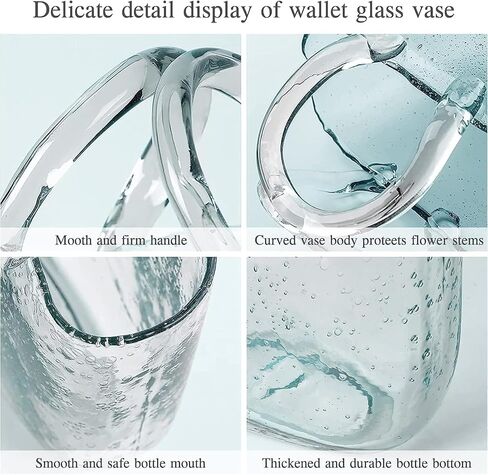 مزهرية زجاجية شفافة بتصميم محفظة انيقة من بيرويال، مزهرية زهور على شكل شنطة يد مع وعاء سمكة، مزهرية زجاجية شفافة لديكور المنزل والاحتفالات والمكتب والهدايا والمقاهي (مزهرية واحدة فقط) in Kuwait