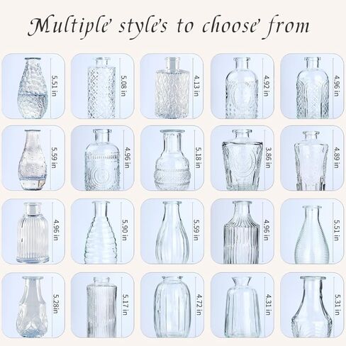 مجموعة مزهرية زجاجية 20 قطعة مزهريات برعم صغيرة مزهريات زجاجية شفافة لزهرة مزهريات برعم شفافة بكميات كبيرة مزهريات صغيرة مزهريات شفافة لديكور الطاولة مزهرية زجاجية عتيقة لحفل زفاف ريفي مكتب ديكور طاولة المنزل in Kuwait
