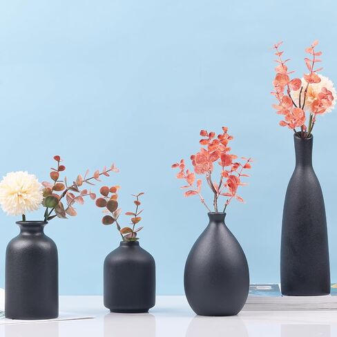 Multi-Color Ceramic Small Bud Vases Set of 4, White Yellow Orange Blue Vase, Modern Minimalism Style Vases for Rustic Home Decor, Ideal Decorative Vases for Living Room, Dining Room, Mantel, Entryway in Saudi Arabia