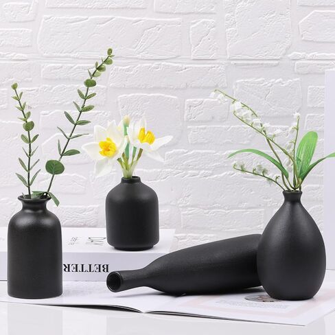 Multi-Color Ceramic Small Bud Vases Set of 4, White Yellow Orange Blue Vase, Modern Minimalism Style Vases for Rustic Home Decor, Ideal Decorative Vases for Living Room, Dining Room, Mantel, Entryway in Saudi Arabia
