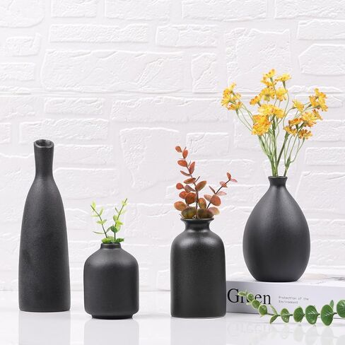 Multi-Color Ceramic Small Bud Vases Set of 4, White Yellow Orange Blue Vase, Modern Minimalism Style Vases for Rustic Home Decor, Ideal Decorative Vases for Living Room, Dining Room, Mantel, Entryway in Saudi Arabia