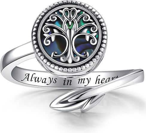 Tree of Life Urn Ring for Ashes 925 Sterling Silver Adjustable Family Tree Memorial Keepsake Jewelry Always in My Heart Cremation Ring for Women Men in Saudi Arabia