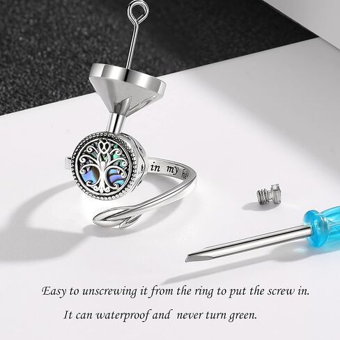 Tree of Life Urn Ring for Ashes 925 Sterling Silver Adjustable Family Tree Memorial Keepsake Jewelry Always in My Heart Cremation Ring for Women Men in Saudi Arabia