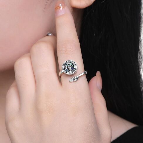 Tree of Life Urn Ring for Ashes 925 Sterling Silver Adjustable Family Tree Memorial Keepsake Jewelry Always in My Heart Cremation Ring for Women Men in Saudi Arabia