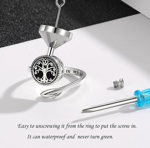 Tree of Life Urn Ring for Ashes 925 Sterling Silver Adjustable Family Tree Memorial Keepsake Jewelry Always in My Heart Cremation Ring for Women Men in Saudi Arabia