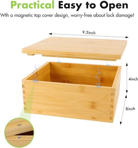 مجموعة صندوق وصينية من الخيزران من Donghome، صندوق تخزين مزخرف - يتضمن علبتين من الصفيح مع أغطية وجميع الملحقات - أفضل هدية للأب والزوج in Kuwait