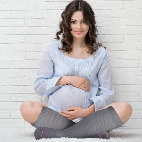 Shinymoon 3 Pairs Maternity Compression Socks for Women 25-30 mmHg Pregnancy Sock Stocking Knee High Maternity Compression Stockings for Pregnancy, 3 Colors in Saudi Arabia