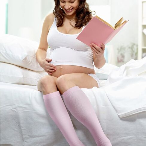 Shinymoon 3 Pairs Maternity Compression Socks for Women 25-30 mmHg Pregnancy Sock Stocking Knee High Maternity Compression Stockings for Pregnancy, 3 Colors in Saudi Arabia