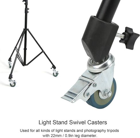Zyyini Light Stand Swivel Casters, 3pcs 22mm Professional Swivel Caster Wheels Set,Universal Rotation with Brake,for Photo Light Stands and Photography Tripods in Saudi Arabia