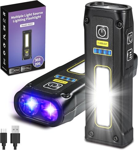 DARKBEAM UV Flashlight 365+395 Blacklight, LED EDC Flashlights high Lumen USB C Rechargeable Woods Lamp, Mini Magnetic COB Red Light - Emergency Power - Urine, Scorpion Detector, Cure Resin in Kuwait
