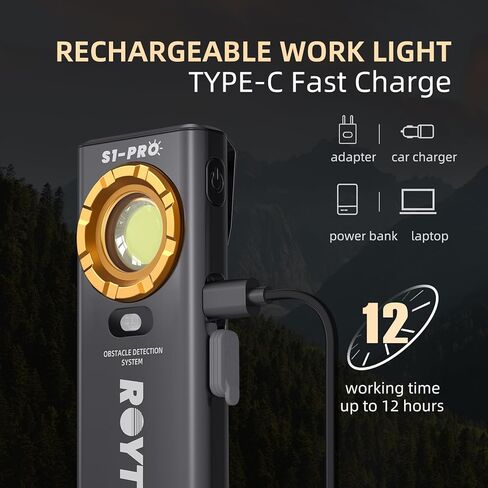 Mini Flashlight, Rechargeable Flashlights 300 Lumens Pocket EDC Flashlight with Magnetic Base Small Handheld Flashlight with Clip for Camping, Outdoor, Emergency in Saudi Arabia