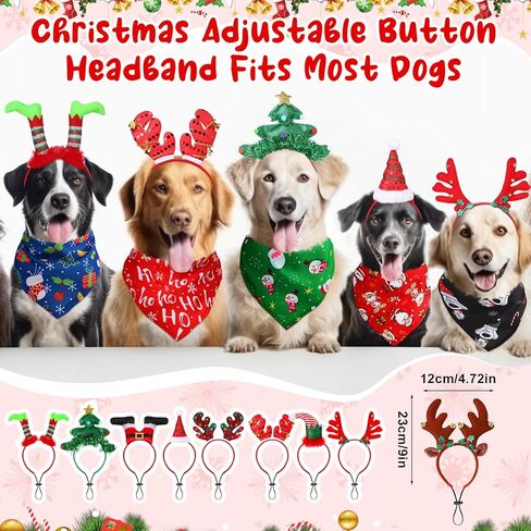 Sadnyy 18 Pcs Pet Costume Accessories Christmas Dog Bandanas Dog Christmas Scarf Adjustable Christmas Dog Headbands Pet Xmas Reindeer Antlers Headbands for Dogs Costume Decor in Saudi Arabia