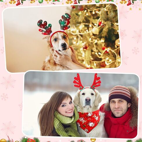 Sadnyy 18 Pcs Pet Costume Accessories Christmas Dog Bandanas Dog Christmas Scarf Adjustable Christmas Dog Headbands Pet Xmas Reindeer Antlers Headbands for Dogs Costume Decor in Saudi Arabia