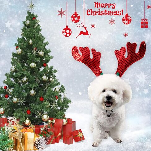 شريط راس بتصميم قرن الغزال والغزلان والايائل والكريسماس، اكسسوارات قابلة للتعديل للكلاب الصغيرة in Kuwait