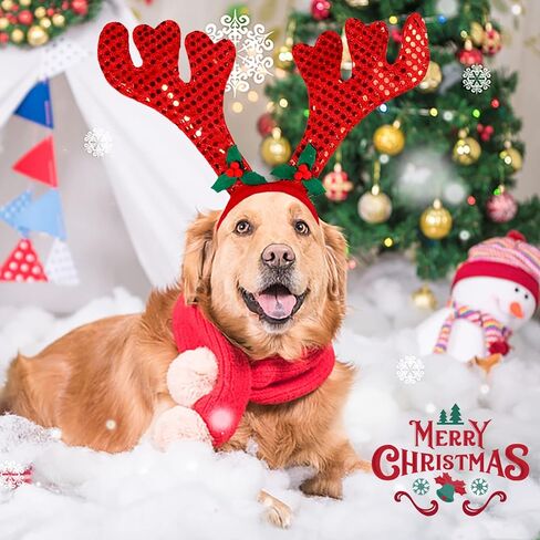 شريط راس بتصميم قرن الغزال والغزلان والايائل والكريسماس، اكسسوارات قابلة للتعديل للكلاب الصغيرة in Kuwait