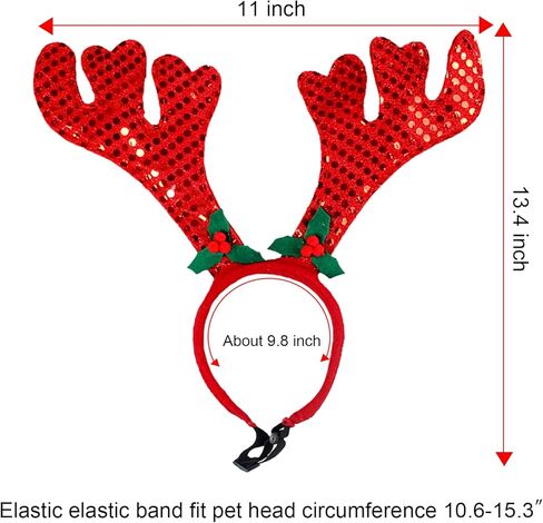 شريط راس بتصميم قرن الغزال والغزلان والايائل والكريسماس، اكسسوارات قابلة للتعديل للكلاب الصغيرة in Kuwait