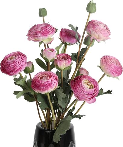 White Artificial Ranunculus Flowers Bouquets,18 Heads Vintage Silk Flowers Buttercup Long Stems Fake flower bouquets Arrangement for Wedding Bride Centerpiece Floral Party Home Office Decor(White) in Saudi Arabia