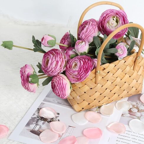 White Artificial Ranunculus Flowers Bouquets,18 Heads Vintage Silk Flowers Buttercup Long Stems Fake flower bouquets Arrangement for Wedding Bride Centerpiece Floral Party Home Office Decor(White) in Saudi Arabia