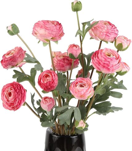 White Artificial Ranunculus Flowers Bouquets,18 Heads Vintage Silk Flowers Buttercup Long Stems Fake flower bouquets Arrangement for Wedding Bride Centerpiece Floral Party Home Office Decor(White) in Saudi Arabia