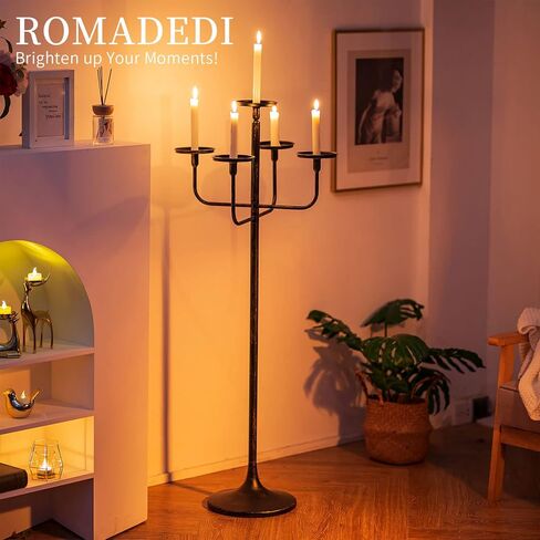 Romadedi Candelabra Tall Candle Holder - 47 inch Floor Candle Holders for Pillar Candles, Candlestick Holders Centerpiece for Home Living Room Decor, French Country, Vintage, Rustic, 2 pcs in Saudi Arabia