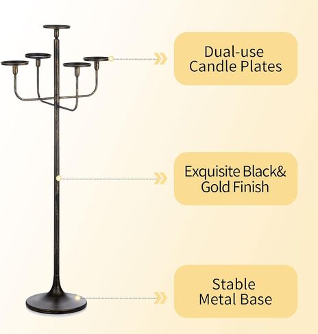 Romadedi Candelabra Tall Candle Holder - 47 inch Floor Candle Holders for Pillar Candles, Candlestick Holders Centerpiece for Home Living Room Decor, French Country, Vintage, Rustic, 2 pcs in Saudi Arabia