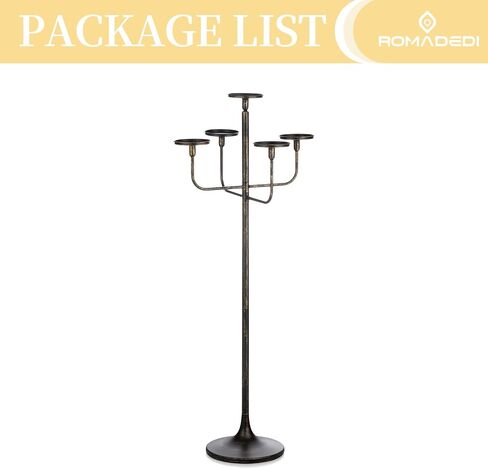 Romadedi Candelabra Tall Candle Holder - 47 inch Floor Candle Holders for Pillar Candles, Candlestick Holders Centerpiece for Home Living Room Decor, French Country, Vintage, Rustic, 2 pcs in Saudi Arabia