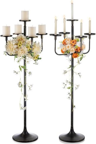 Romadedi Candelabra Tall Candle Holder - 47 inch Floor Candle Holders for Pillar Candles, Candlestick Holders Centerpiece for Home Living Room Decor, French Country, Vintage, Rustic, 2 pcs in Saudi Arabia
