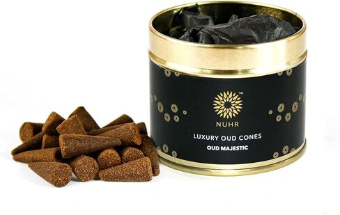 مجموعة NUHR Home مكونة من 20 مخروطًا فاخرًا من بخور العود المهيب، مصنوعة من خشب العود الطبيعي الأصلي للعلاج بالروائح العطرية والانتعاش والتأمل وتخفيف التوتر in Kuwait