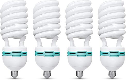 LimoStudio (4 عبوات) مصابيح CFL بقدرة 125 وات، 6000 كلفن، أقصى سطوع 5950 لومن، فلورسنت مدمج كامل الطيف، لون محايد لضوء النهار لإضاءة استوديو الصور والفيديو، AGG3237 in Kuwait