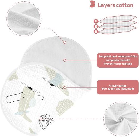 Kigai 4 Pack Burp Cloths for Baby Girls -Cute Airplane in Kindergarten Style Ultra Absorbent Burp Clothes, Newborn Towel - Milk Spit Up Rags -Soft Baby Rags in Saudi Arabia