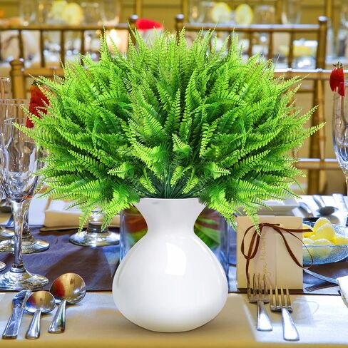 Janinka 40 Pcs Artificial Plants Fake Boston Fern Plastic Fake Ferns Large Faux Ferns for Outdoor Artificial Greenery UV Resistant Plants for Indoor Garden Office Porch Home Decor in Saudi Arabia
